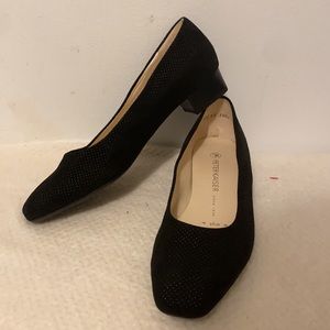 Peter Kaiser Black Soft Suede heeled wedge flats Size 5 1/2
